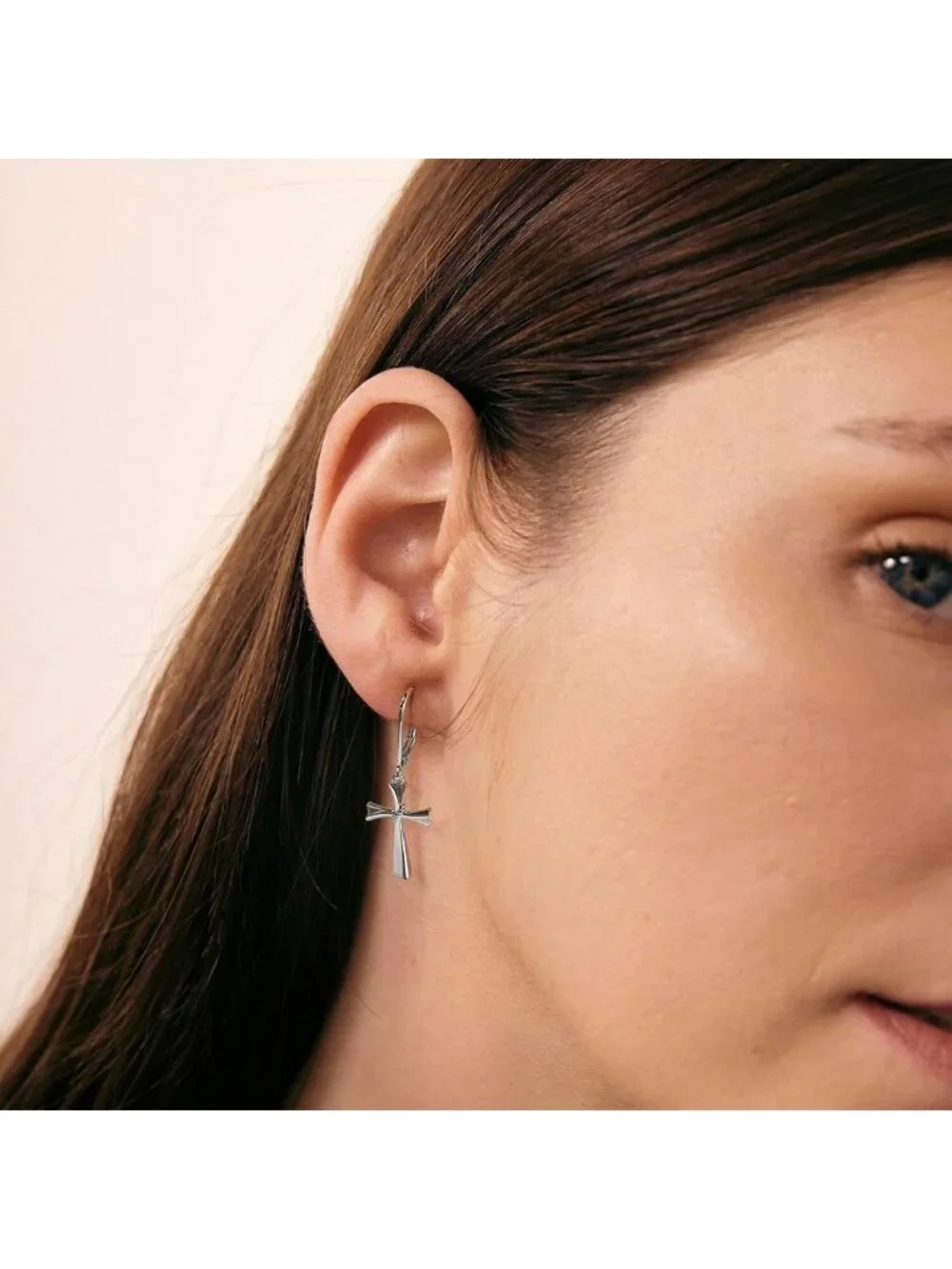 Elegant 14K Gold Butterfly Heart Cross Drop Earrings - Teardrop Dangle Hoops for - Picture 2 of 7